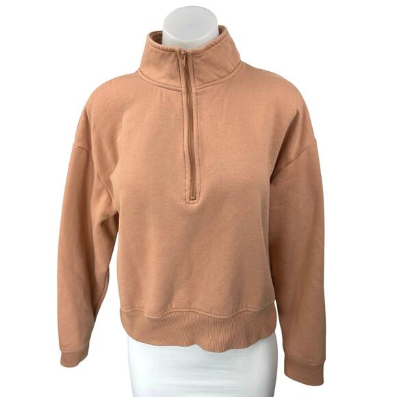 A New Day Women's Orange Fleece 1/4 Zip Turtleneck Pullover Sweater Top Size L - Picture 1 of 4